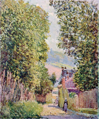 A Street in Louveciennes by Alfred Sisley — hand-painted botanical oil painting reproduction on canvas
