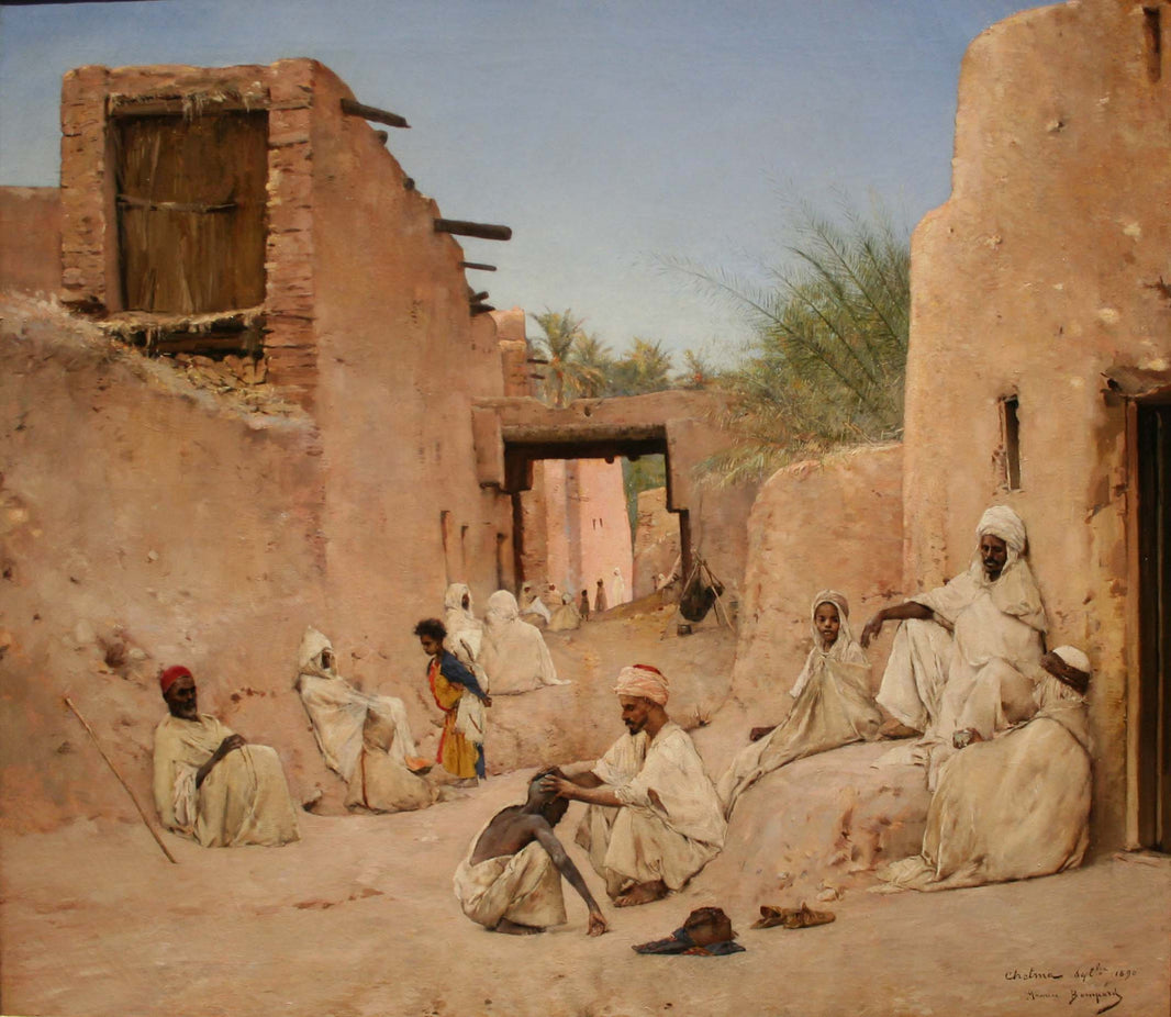 A Street In The Oasis Of Chetma by Maurice Bompard — hand-painted cultural oil painting reproduction on canvas