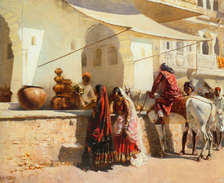 A Street Market Scene, India by Edwin Lord Weeks — hand-painted animal oil painting reproduction on canvas
