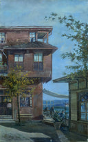 A Street Scene by Sevket Dag — hand-painted architectural oil painting reproduction on canvas