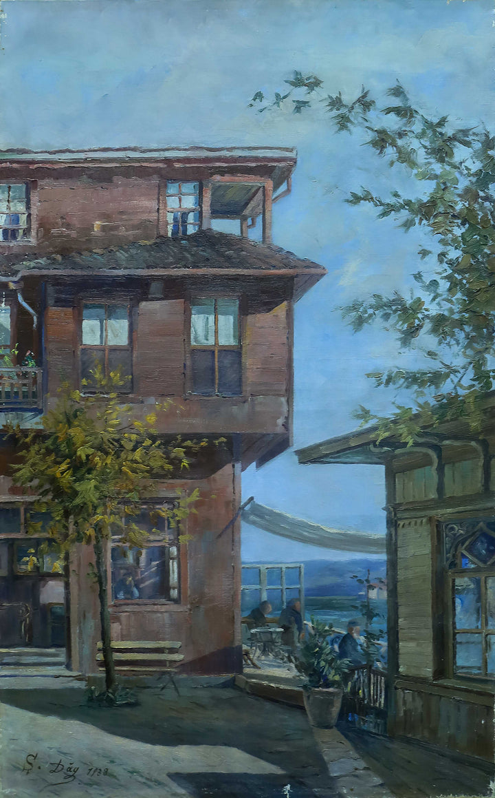 A Street Scene by Sevket Dag — hand-painted architectural oil painting reproduction on canvas