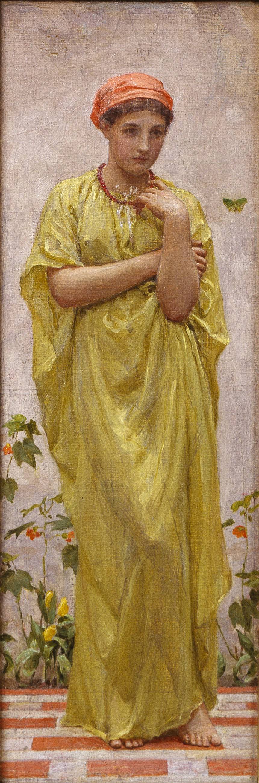 A Study in Yellow by Albert Joseph Moore, hand-painted portrait oil painting reproduction on canvas