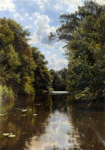 A Summer's Day by Peder Mørk Mønsted — hand-painted landscape oil painting reproduction on canvas