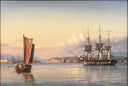 A Three-Masted Frigate off Capri by Carl Frederik Sorensen — ships oil painting wall art, Romanticism