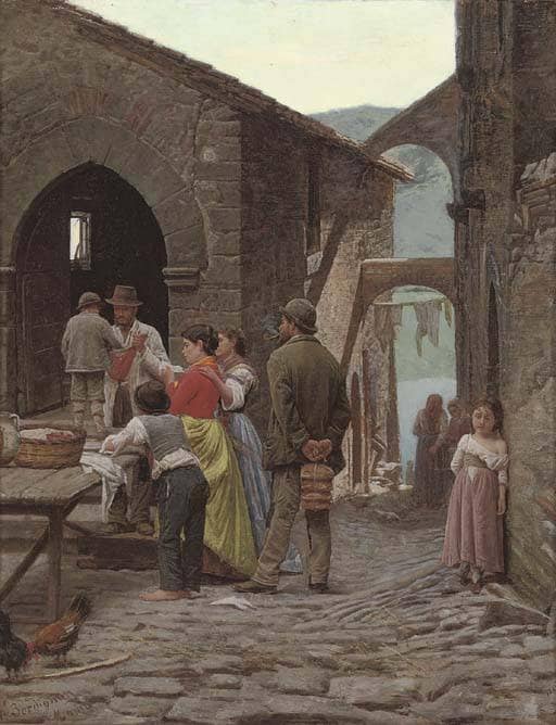 A tricky choice by Noè Bordignon — hand-painted architectural oil painting reproduction on canvas