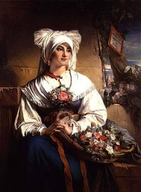 A Trieste Flowergirl by Jean-François Portaels — hand-painted portrait oil painting reproduction on canvas