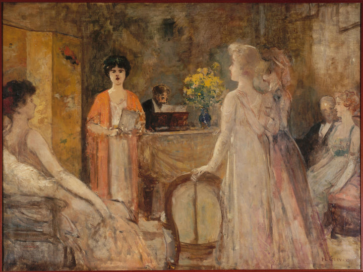A tuesday evening at Madeleine Lemaire's home by Henri Gervex — hand-painted portrait oil painting reproduction on canvas