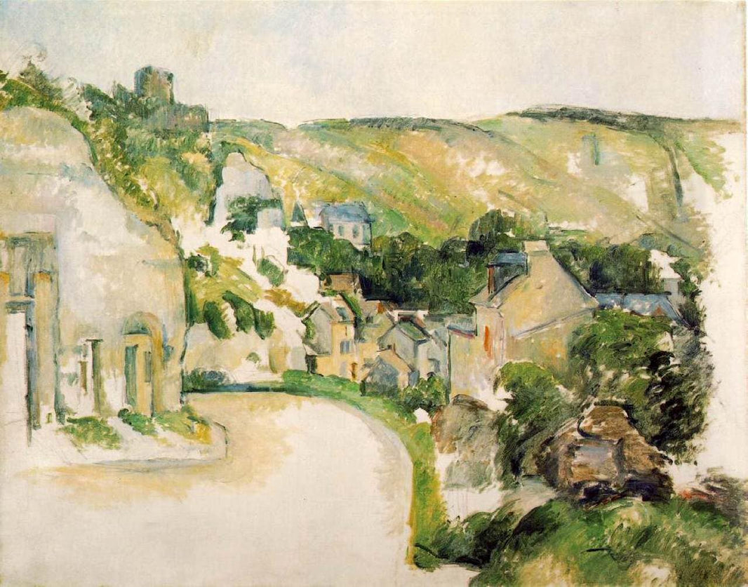 A Turn in the Road at La Roche-Guyon by Paul Cezanne — hand-painted landscape oil painting reproduction on canvas