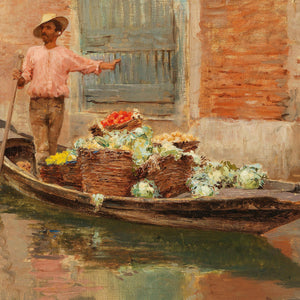 A vegetable seller in Venice by Vincenzo Caprile — Oil Painting Reproduction