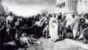 A victory of Christianity in the time of Alaric by Cesare Tallone — group oil painting wall art, Romanticism