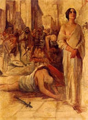 A Victory of Christianity in the time of Alaric (Preparatory Study) by Cesare Tallone — female oil painting wall art, Romanticism