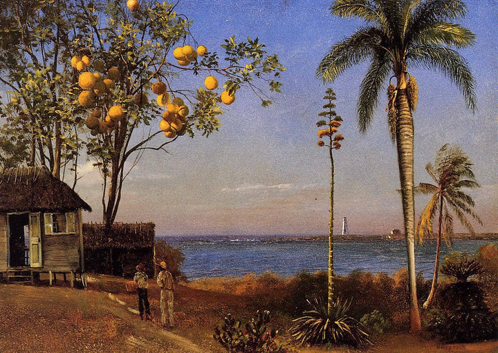 A View in the Bahamas by Albert Bierstadt — hand-painted architectural oil painting reproduction on canvas
