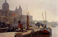 A View Of Amsterdam With The St. Nicolaas Church by Cornelis Vreedenburgh — hand-painted architectural oil painting reproduction on canvas