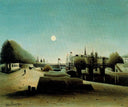 A View of the Ile Saint Louis from Port Saint Nicolas Evening by Henri Rousseau — hand-painted architectural oil painting reproduction on canvas