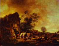 A Village Inn by Adriaen van Ostade — hand-painted landscape oil painting reproduction on canvas