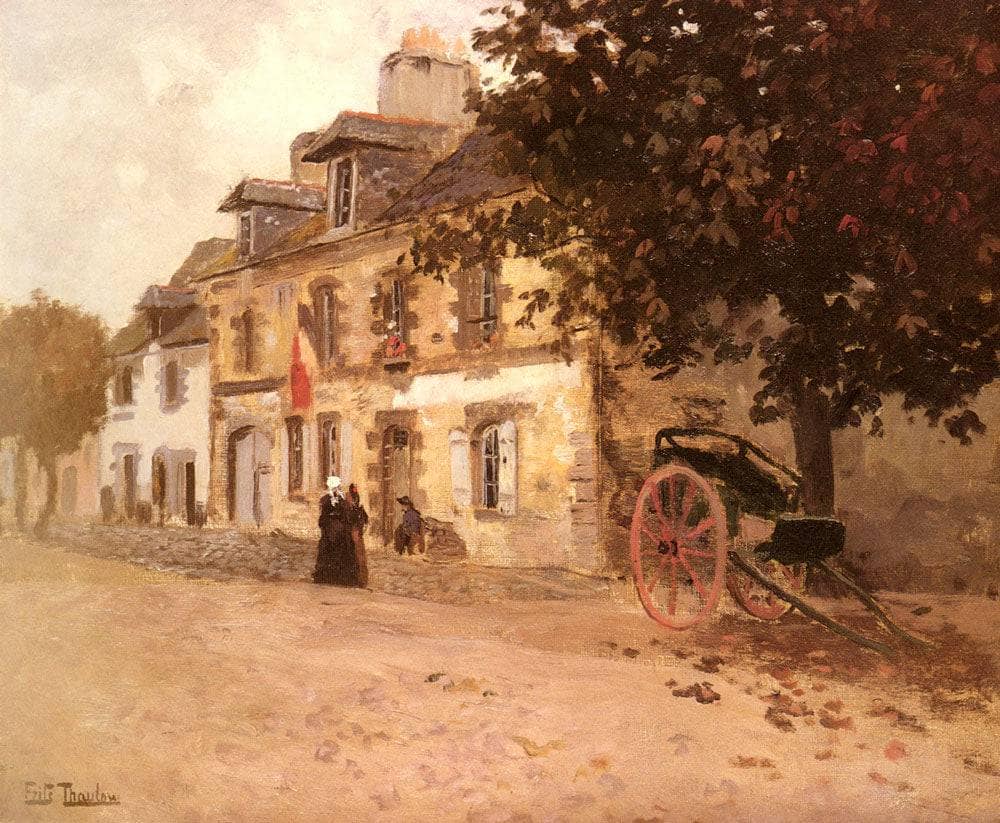 A Village Street in France by Frits Thaulow — hand-painted architectural oil painting reproduction on canvas