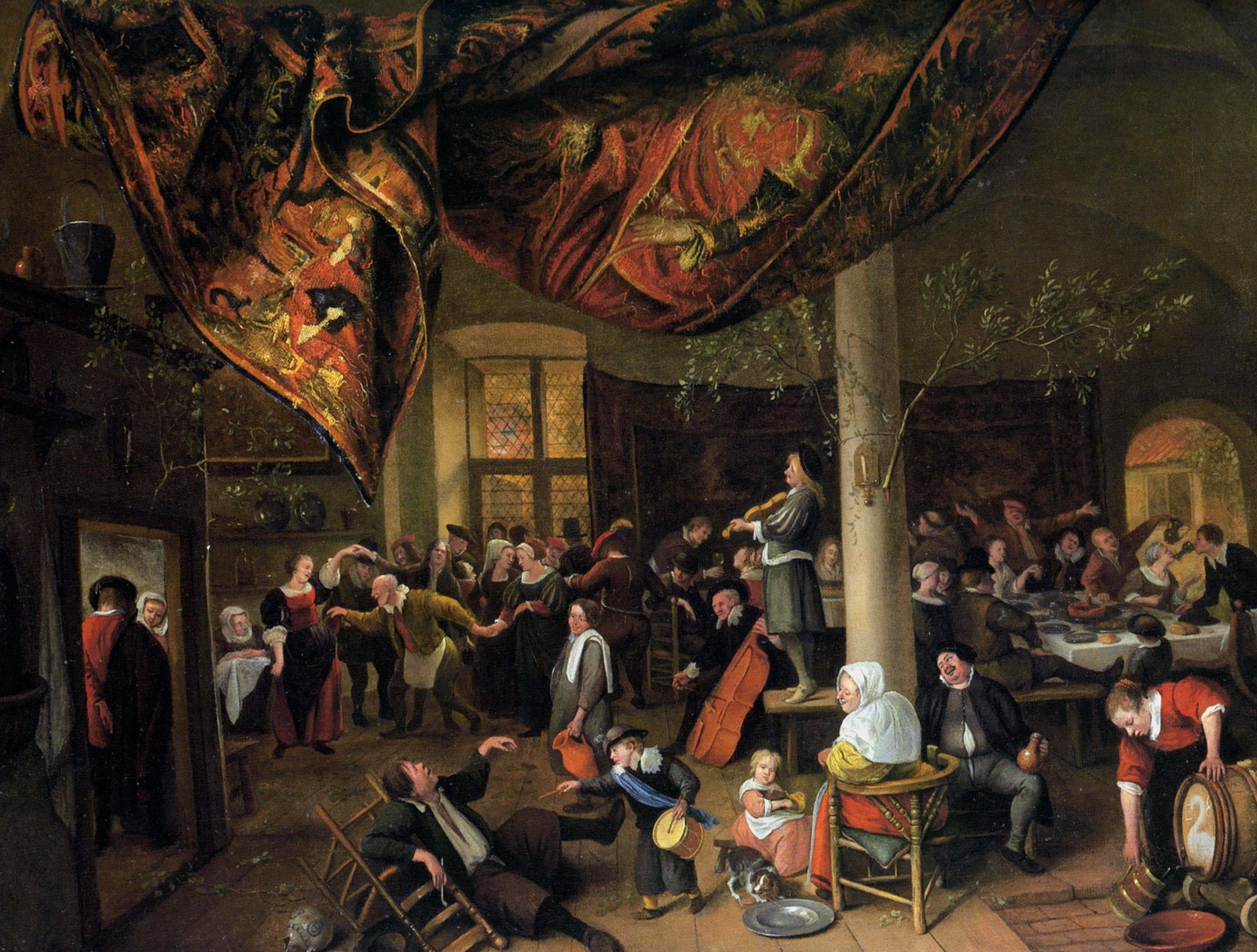 A Village Wedding Feast with Revellers and a dancing Party