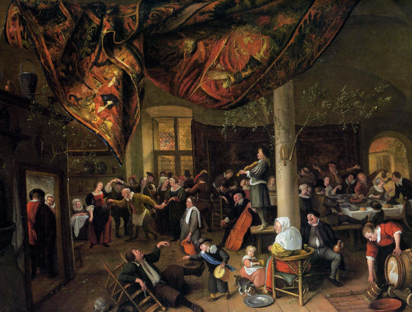 A Village Wedding Feast with Revellers and a dancing Party