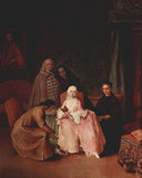A Visit to a Lady by Pietro Longhi — group oil painting wall art, Rococo