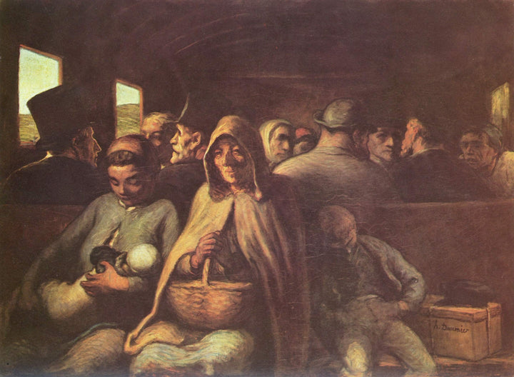 A Wagon of the Third Class by Honore Daumier — hand-painted portrait oil painting reproduction on canvas