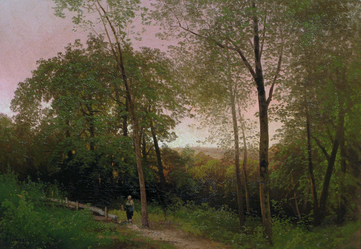 A Walk Along a Path at Sunset by Hermann Ottomar Herzog — hand-painted landscape oil painting reproduction on canvas