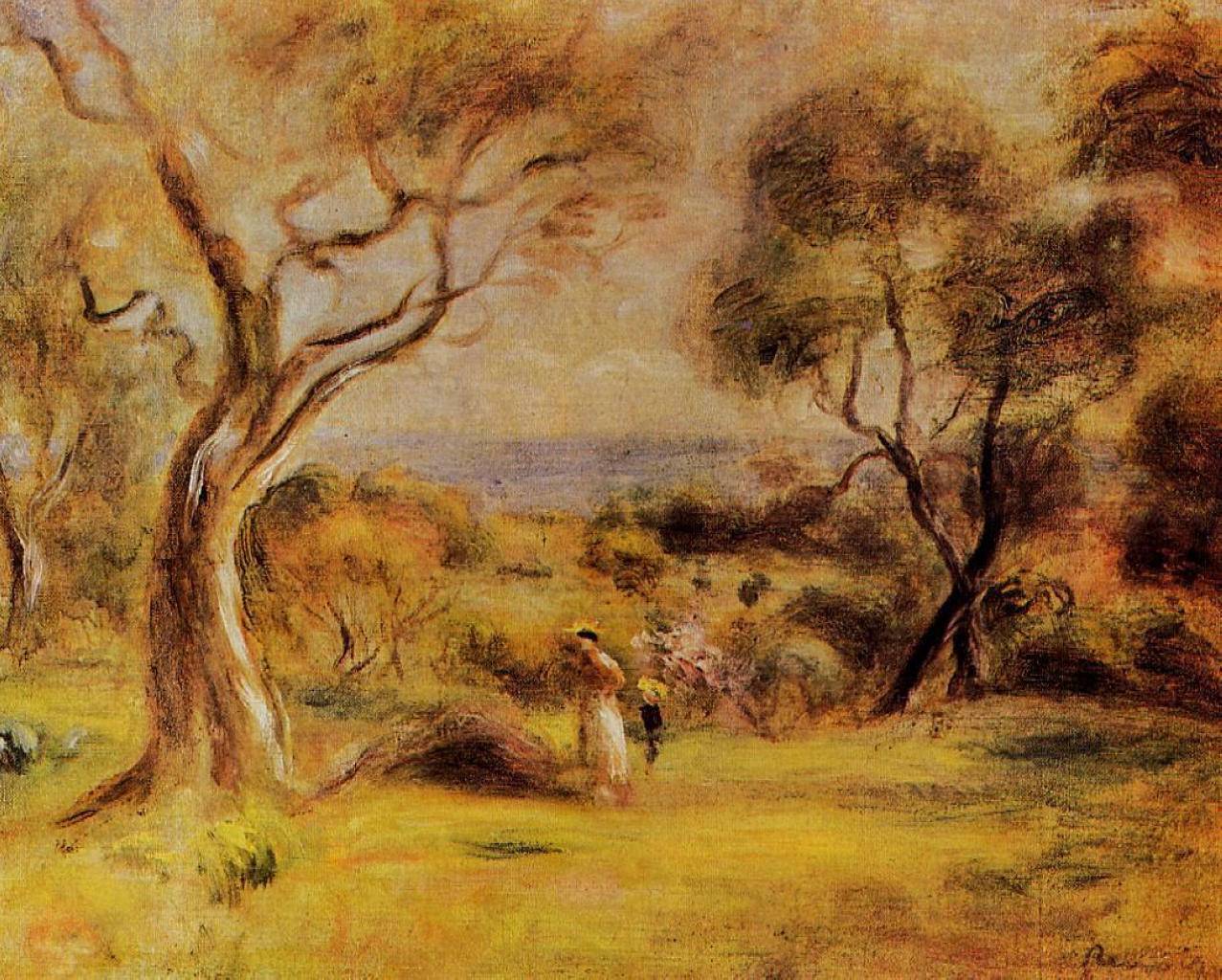 A Walk by the Sea - Pierre-Auguste Renoir