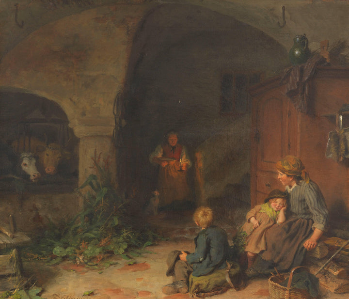 A warm meal by Felix Schlesinger — hand-painted landscape oil painting reproduction on canvas