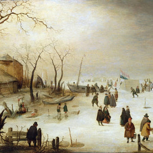 A Winter River Landscape with Figures on the Ice