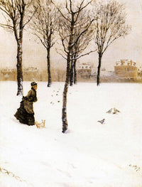 A Winter's Landscape by Giuseppe de Nittis — hand-painted botanical oil painting reproduction on canvas