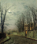 A Wintry Moon by John Atkinson Grimshaw — hand-painted architectural oil painting reproduction on canvas