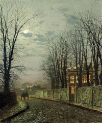 A Wintry Moon by John Atkinson Grimshaw — hand-painted architectural oil painting reproduction on canvas