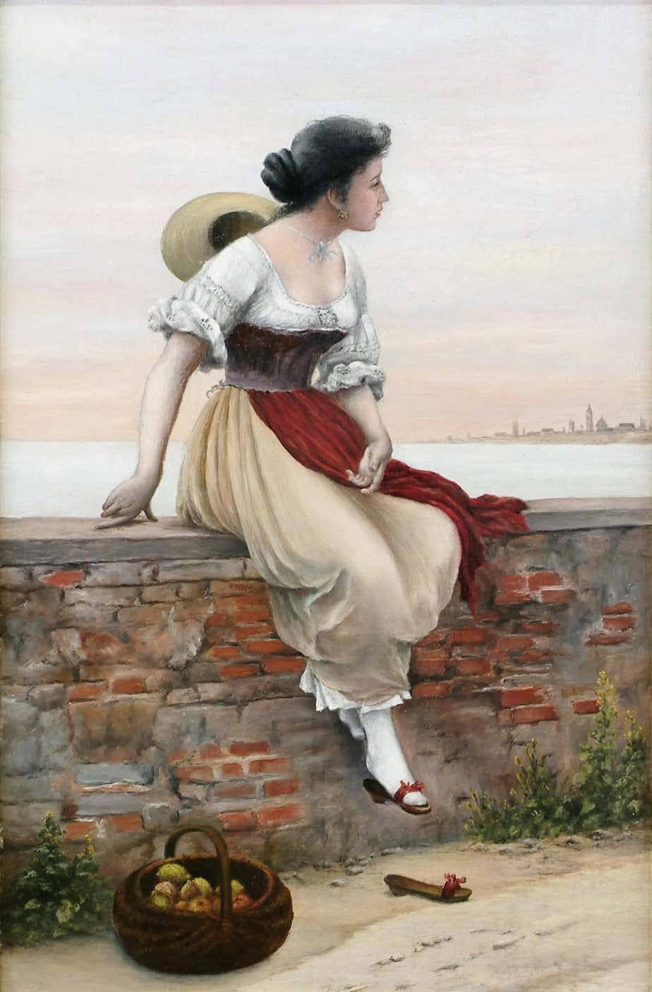 A wistful thought by Wenzel Tornøe — hand-painted portrait oil painting reproduction on canvas