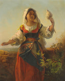 A woman from Sardinia in regional costume by Elisabeth Jerichau-Baumann — hand-painted portrait oil painting reproduction on canvas