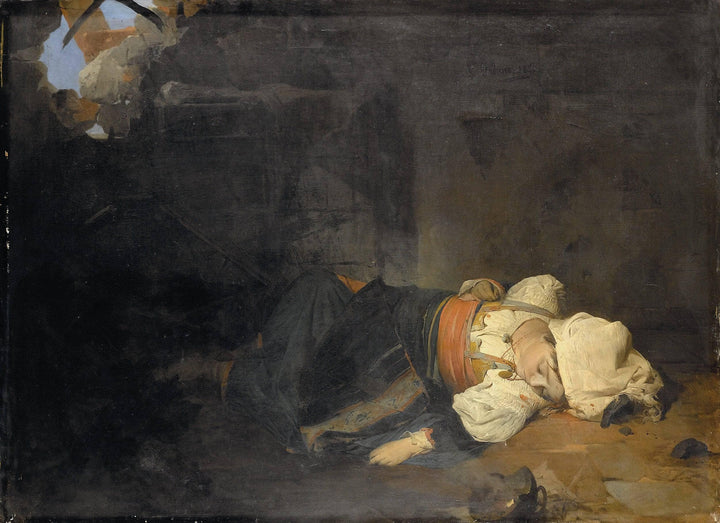 A woman from Trastevere killed by a bomb by Gerolamo Induno — hand-painted still oil painting reproduction on canvas