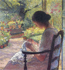 A Woman Sewing by Henri Martin — male oil painting wall art, Divisionism