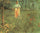 A woman walking in garden in hallway