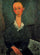 A woman with white collar in dining room