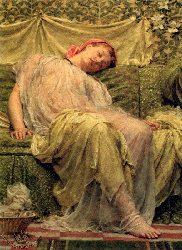 A Workbasket by Albert Joseph Moore — hand-painted portrait oil painting reproduction on canvas