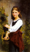A Young Girl Holding a Basket of Grapes by Elizabeth Jane Gardner — children oil painting wall art, Academicism
