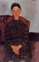 A Young Girl with a Black Overall by Amedeo Modigliani — male oil painting wall art, Expressionism