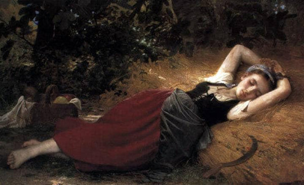 A young peasant girl sleeping