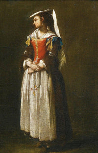 A Young Woman Dressed in Neapolitan Fashion by Jean Barbault — hand-painted portrait oil painting reproduction on canvas