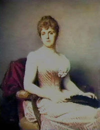 A young woman holding a feather by Léon Bazile Perrault — hand-painted portrait oil painting reproduction on canvas