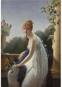A young woman seated by a window by Marie-Denise Villers — female oil painting wall art, Neoclassicism