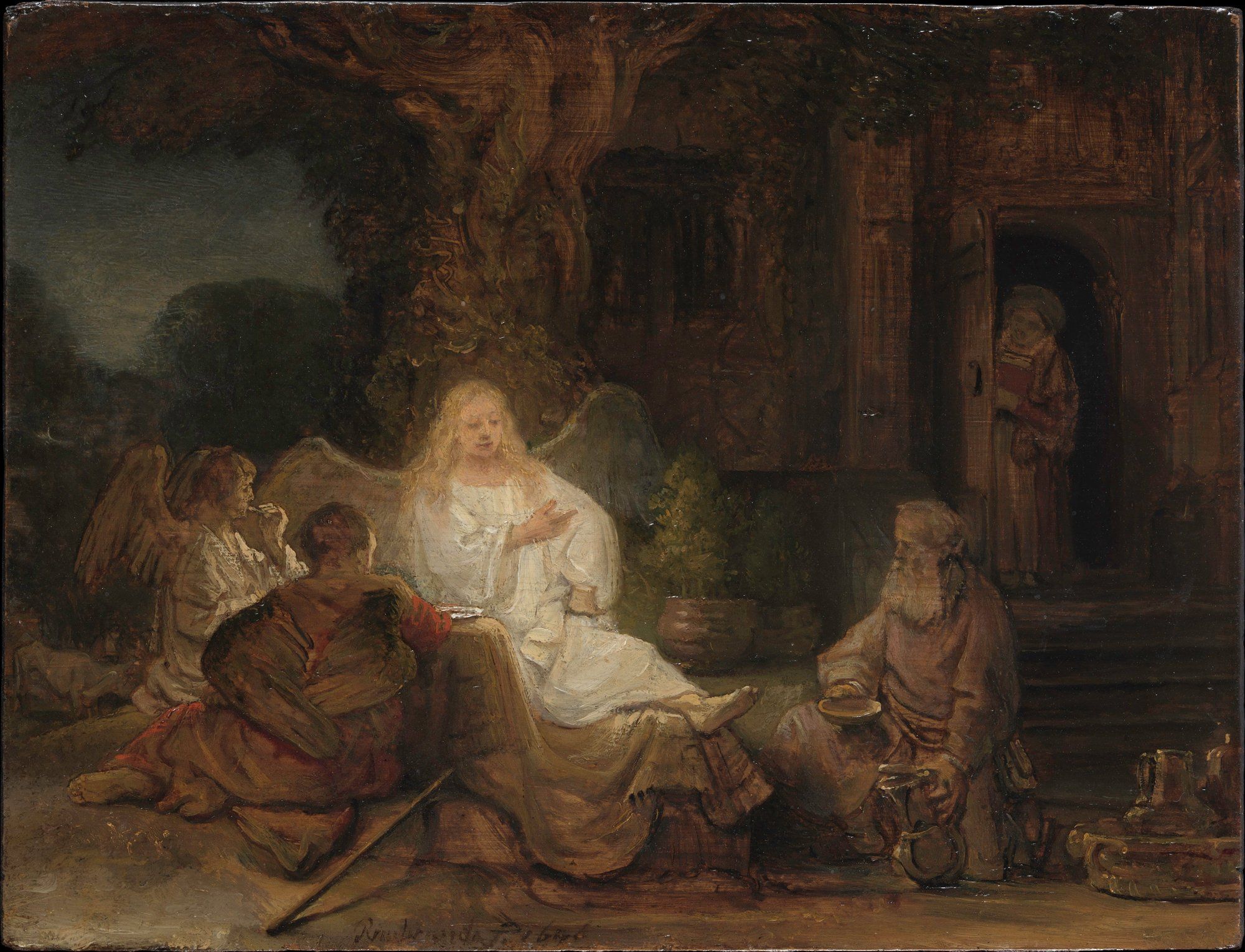 Abraham serving the angels - Rembrandt