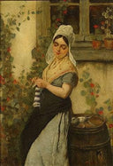 The Seamstress by Jules Breton — hand-painted portrait oil painting reproduction on canvas