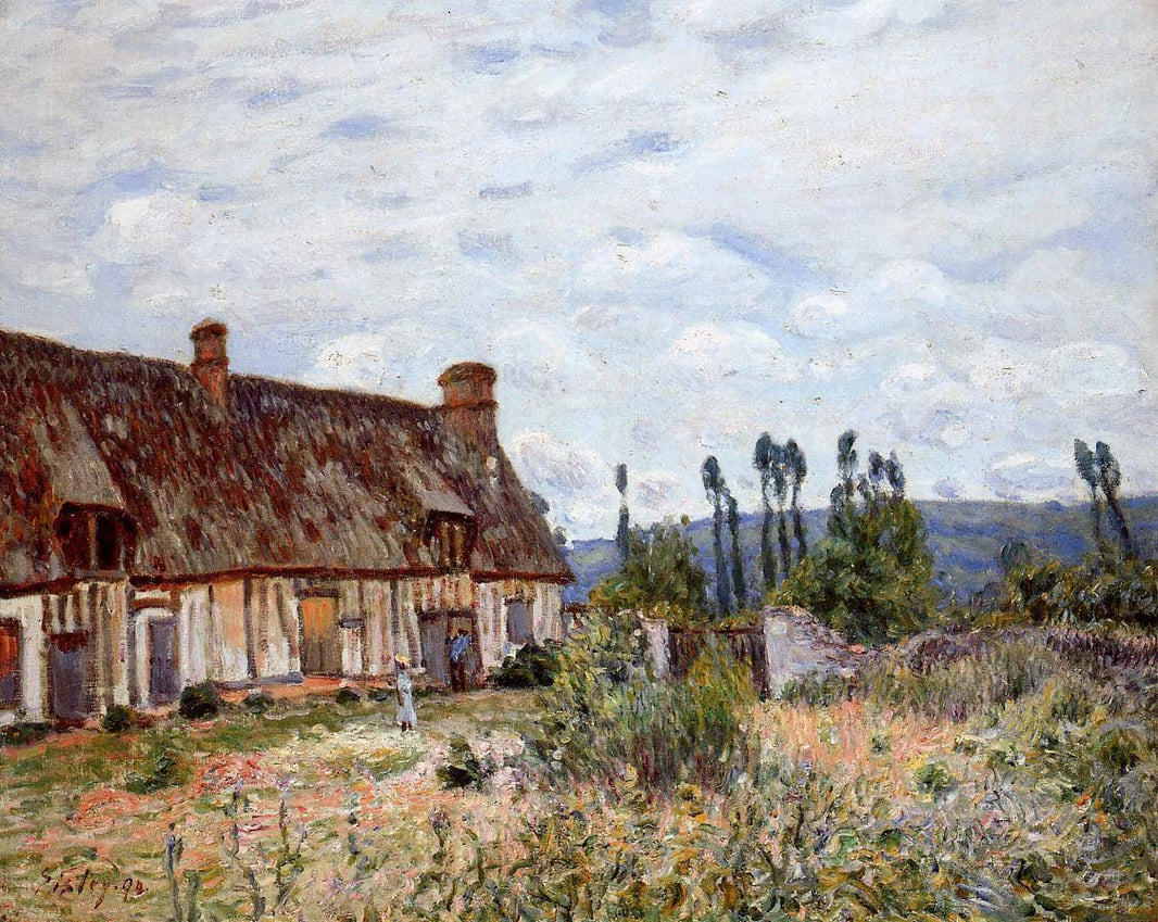 Abandoned Cottage by Alfred Sisley — hand-painted architectural oil painting reproduction on canvas