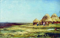 Ablyazov. Threshing by Alexey Bogolyubov — hand-painted eco oil painting reproduction on canvas