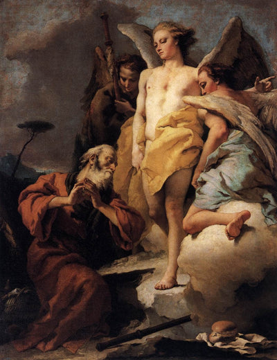Abraham and the Three Angels in kitchen