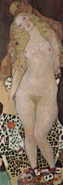 Adam and Eva (unfinished) by Gustav Klimt, religion oil painting wall art, Art Nouveau Modern